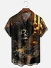 Moisture-wicking Day of the Dead Skull Guitar Art Chest Pocket Casual Shirt
