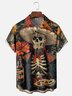Moisture-wicking Day of the Dead Skull Floral Art Chest Pocket Casual Shirt