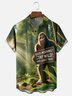Moisture-wicking Forest Bigfoot "GOOD MORNING" Chest Pocket Casual Shirt