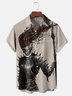 Moisture-wicking Art Flame Skull Knight Chest Pocket Casual Shirt
