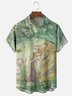 Moisture-wicking Art Lion Goddess Illustration Chest Pocket Casual Shirt