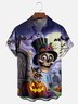 Moisture-Wicking Halloween Pumpkin Skull Chest Pocket Hawaiian Shirt