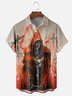 Moisture-wicking Art Bloody Skull Cross Chest Pocket Casual Shirt