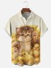 Moisture-wicking Art Fun Chick Cat Chest Pocket Casual Shirt
