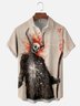 Moisture-wicking Art Skull Cross Chest Pocket Casual Shirt