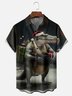 Moisture-Wicking Christmas Gradient Abstract Crocodile Santa Hat Chest Pocket Hawaiian Shirt