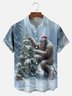 Big Size Moisture-wicking Christmas Bigfoot Chest Pocket Hawaiian Shirt