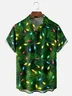 Moisture-Wicking Christmas Tree Lights Chest Pocket Hawaiian Shirt