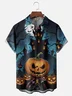 Moisture-wicking Halloween Pumpkin Castle Chest Pocket Casual Shirt