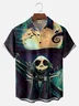 Big Size Moisture Wicking Halloween Ghost Spider Black Cat Abstract Art Chest Pocket Hawaiian Shirt