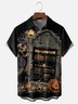 Moisture-Wicking Halloween Pumpkin Skull Chest Pocket Hawaiian Shirt