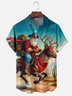 Moisture-wicking Western Cowboy Santa Claus Elk Cactus Chest Pocket Hawaiian Shirt