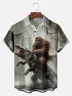 Big Size Moisture-wicking Bigfoot vs Alligator Chest Pocket Hawaiian Shirt