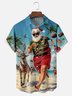 Moisture-Wicking Christmas Santa Claus Beach Vacation Chest Pocket Hawaiian Shirt
