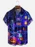 Moisture Wicking Halloween Pumpkin Skull Chest Pocket Hawaiian Shirt