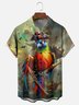 Moisture-Wicking Gradient Pirate Parrot Sailboat Chest Pocket Hawaiian Shirt