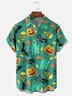 Moisture-wicking Halloween Pumpkin Skull Spider Chest Pocket Casual Shirt