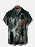 Moisture-Wicking Halloween Ghost Cat Chest Pocket Hawaiian Shirt