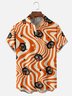 Moisture-Wicking Halloween Black Cat Abstract Geometric Chest Pocket Hawaiian Shirt