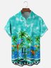 Moisture-Wicking Gradient Coconut Tree Parrot Chest Pocket Hawaiian Shirt