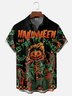 Moisture-wicking Halloween Pumpkin Punk Chest Pocket Casual Shirt