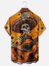 Moisture-wicking Day Of The Dead Skeleton Guitar Chest Pocket Casual Shirt