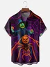 Moisture-wicking Halloween Spider Pumpkin Chest Pocket Casual Shirt