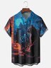 Moisture-wicking Halloween Black Cat Wizard Chest Pocket Casual Shirt