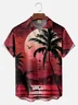 Big Size Moisture-wicking Coconut Trees Beach Seagulls Chest Pocket Hawaiian Shirt