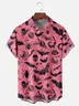 Moisture-Wicking Halloween Spider Bat Skull Chest Pocket Hawaiian Shirt