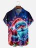 Moisture-wicking Christmas Santa Claus Fun Neon Art Chest Pocket Casual Shirt