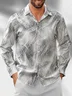 Moisture-Wicking Gradient Geometric Chest Pocket Long Sleeve Hawaiian Shirt