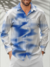 Moisture-Wicking Gradient Chest Pocket Long Sleeve Hawaiian Shirt