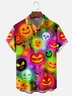 Moisture-wicking Halloween Fluorescent Pumpkin Fun Chest Pocket Casual Shirt