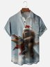 Moisture-wicking Christmas Bigfoot Fun Christmas Tree Snow Scene Chest Pocket Casual Shirt