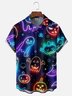 Moisture-wicking Halloween Fluorescent Pumpkin Ghost Fun Chest Pocket Casual Shirt