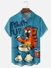 Moisture-wicking Funny Tiger "POWER UP" Chest Pocket Hawaiian Shirt