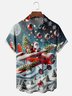 Moisture-wicking Christmas Santa Claus Airplane Christmas Tree Chest Pocket Casual Shirt
