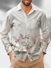 Moisture-Wicking Floral Chest Pocket  Long Sleeve Hawaiian Shirt