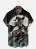 Moisture-Wicking Gradient Halloween Witch Guitar Chest Pocket Hawaiian Shirt