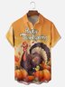 Moisture-Wicking Thanksgiving Gradient Turkey And Pumpkin Chest Pocket Hawaiian Shirt