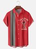 Moisture-Wicking Christmas Thigh Lights Snowflake Chest Pocket Bowling Shirt