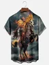 Moisture Wicking Halloween Flame Knight Chest Pocket Hawaiian Shirt
