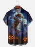 Moisture-wicking Halloween Ghost Cattle Pumpkin Chest Pocket Casual Shirt