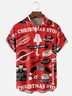 Moisture-Wicking Christmas Holiday Thigh Light Lettering Chest Pocket Hawaiian Shirt
