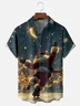 Moisture-Wicking Santa Skating Chest Pocket Hawaiian Shirt