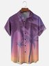 Moisture-wicking Coconut Tree Gradient Color Chest Pocket Hawaiian Shirt
