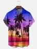 Moisture-wicking Coconut Tree Gradient Color Chest Pocket Hawaiian Shirt