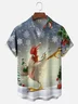 Moisture-Wicking Gradient Christmas Kung Fu chicken Christmas Tree Snowflake Chest Pocket Hawaiian Shirt