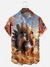 Moisture-Wicking Thanksgiving Maple Leaf Turkey Chest Pocket Hawaiian Shirt